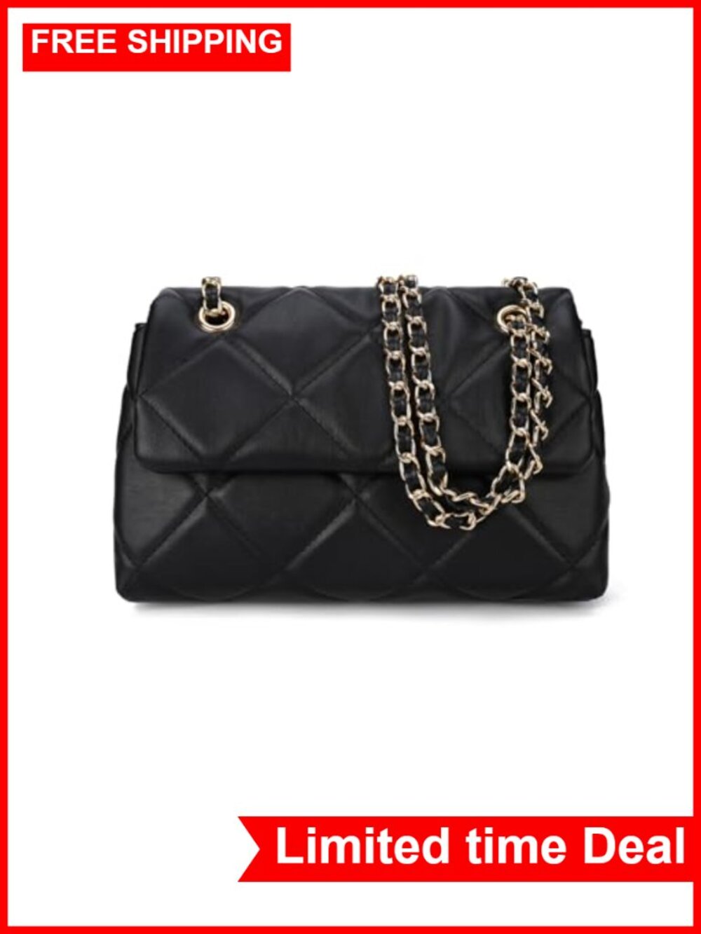Quilted Small Crossbody Purse Faux Leather Shoulder Bag Vegan